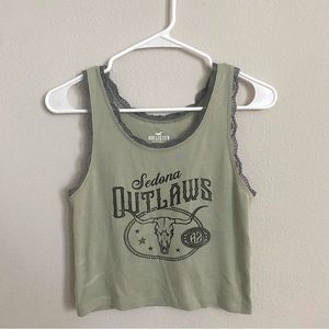 Green Cropped Tank Top